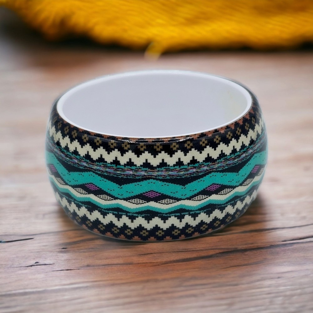 Southwest Bracelet Vintage Bangle Resin Native Pattern Western Turquoise